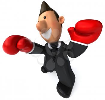 Royalty Free Clipart Image of a Man Wearing Boxing Gloves