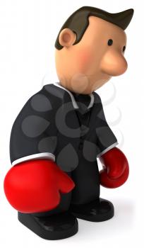 Royalty Free Clipart Image of a Businessman Boxing