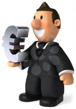 Royalty Free Clipart Image of a Businessman With a E symbol