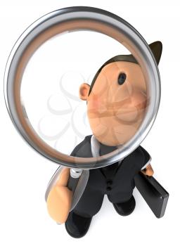 Royalty Free Clipart Image of a Businessman With a Magnifying Glass