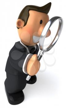 Royalty Free Clipart Image of a Businessman With a Magnifying Glass
