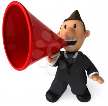 Royalty Free Clipart Image of a Businessman With a Megaphone
