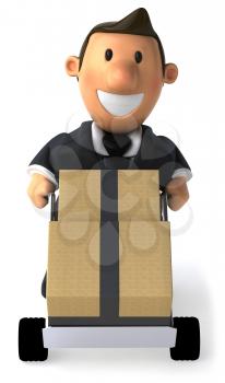 Royalty Free Clipart Image of a Businessman Moving Crates