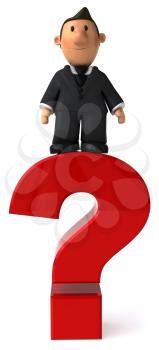 Royalty Free Clipart Image of a Man on a Question Mark