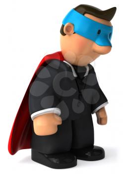 Royalty Free Clipart Image of a Dejected Superhero Businessman