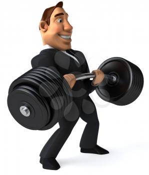 Royalty Free Clipart Image of a Businessman Lifting Weights