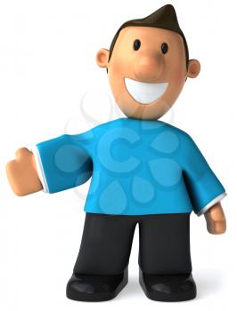 Royalty Free Clipart Image of a Man Holding Out His Right Hand
