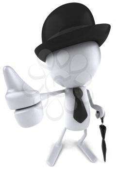 Royalty Free Clipart Image of a Non Person in a Bowler