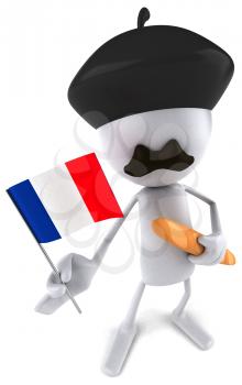 Royalty Free Clipart Image of a French Man Flying a Flag