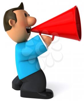 Royalty Free Clipart Image of a Man With a Megaphone