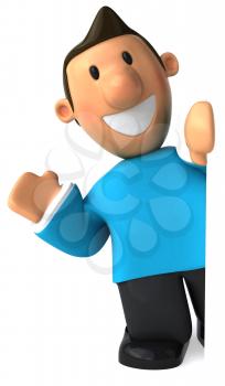 Royalty Free Clipart Image of a Man in a Sweater Waving