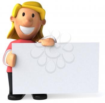 Royalty Free Clipart Image of a Woman Holding a Placard