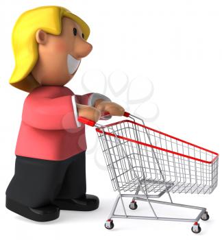 Royalty Free Clipart Image of a Woman With Shopping Cart