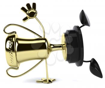 Royalty Free Clipart Image of a Trophy Doing a Hand Flip