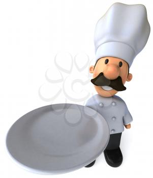Royalty Free Clipart Image of a Chef With Empty Plate