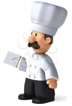 Royalty Free Clipart Image of a Chef With a Letter