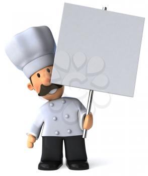 Royalty Free Clipart Image of a Chef With a Placard