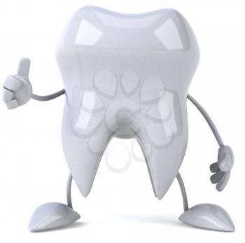 Royalty Free Clipart Image of a Tooth Giving a Thumbs Up