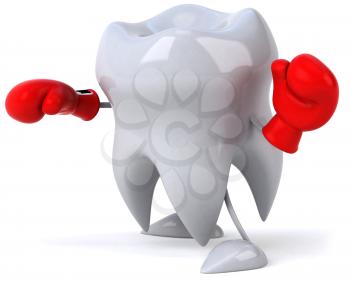 Royalty Free Clipart Image of a Tooth With Boxing Gloves