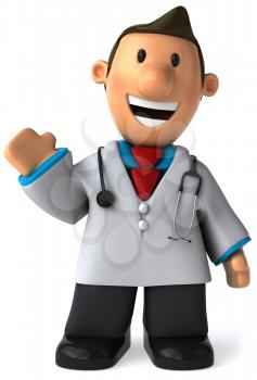 Royalty Free Clipart Image of a Waving Doctor