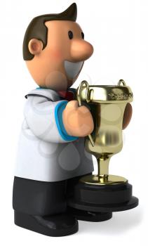 Royalty Free Clipart Image of a Doctor Holding His Cup
