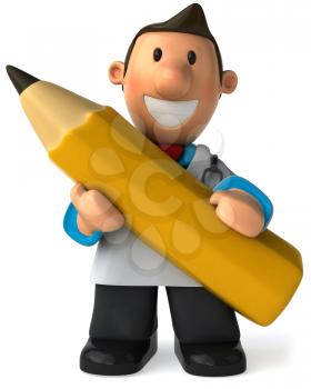 Royalty Free Clipart Image of a Doctor With a Big Pencil