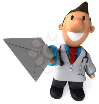 Royalty Free Clipart Image of a Doctor With an Envelope