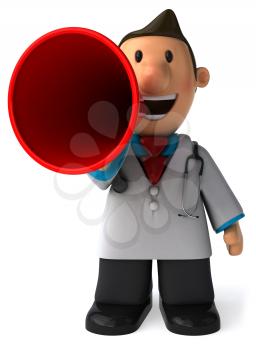 Royalty Free Clipart Image of a Doctor With a Megaphone