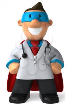 Royalty Free Clipart Image of a Superhero Physician