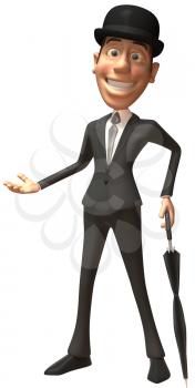 Royalty Free Clipart Image of a Dapper Guy With a Parasol
