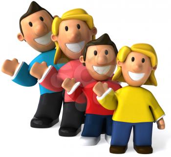 Royalty Free Clipart Image of a Family Waving