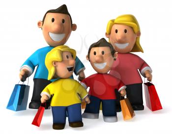 Royalty Free Clipart Image of a Family Shopping