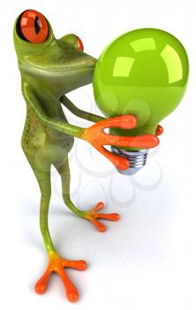 Royalty Free Clipart Image of a Frog With a Lightbulb