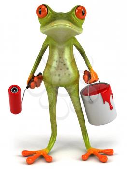Royalty Free Clipart Image of a Frog Painter