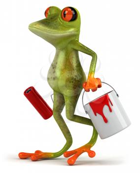 Royalty Free Clipart Image of a Frog With a Paint Can