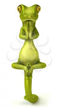 Royalty Free Clipart Image of a Meditating Gecko