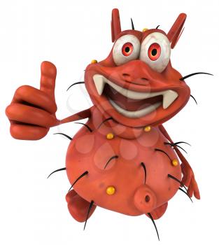 Royalty Free Clipart Image of a Germ Giving a Thumbs Up