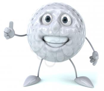 Royalty Free Clipart Image of a Golf Ball Giving a Thumbs Up