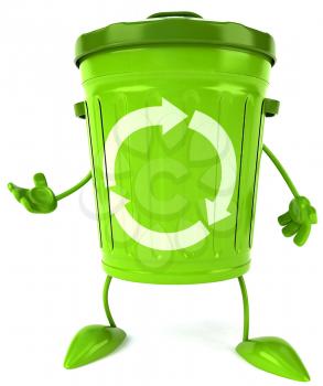 Royalty Free Clipart Image of a Green Recycling Bin