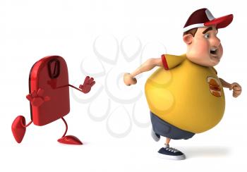 Royalty Free Clipart Image of a Man Being Chased By Bathroom Scales