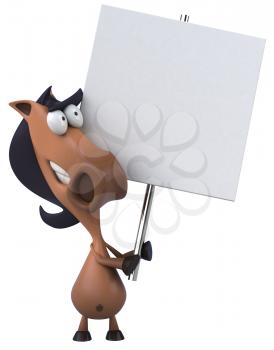 Royalty Free Clipart Image of a Horse With a Placard