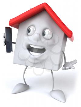 Royalty Free Clipart Image of a House With a Cell Phone