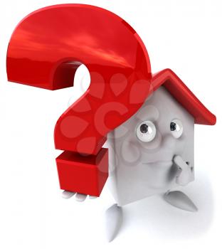 Royalty Free Clipart Image of a House With a Question Mark