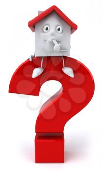 Royalty Free Clipart Image of a House on a Question Mark