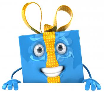 Royalty Free Clipart Image of a Blue Parcel With Yellow Bow