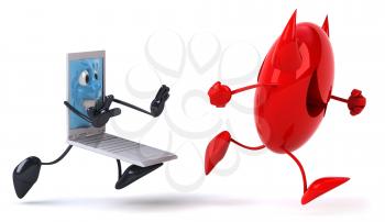 Royalty Free Clipart Image of a Computer Pushing a Virus Away