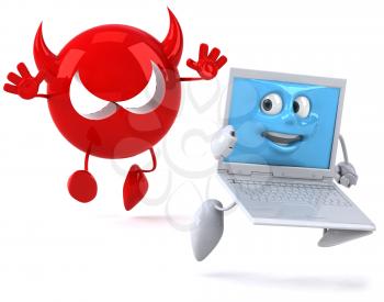 Royalty Free Clipart Image of a Laptop Virus