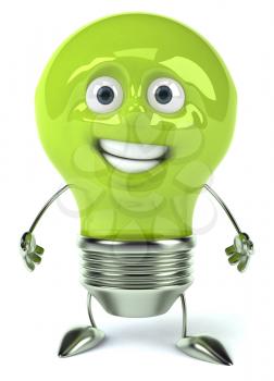 Royalty Free Clipart Image of a Green Lightbulb