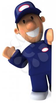 Royalty Free Clipart Image of a Mechanic Waving