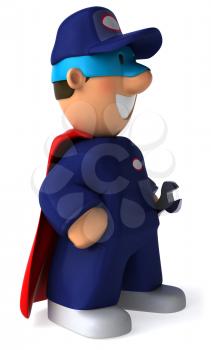 Royalty Free Clipart Image of a Super Mechanic